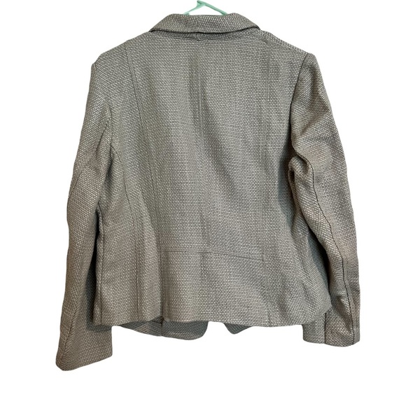 Chicos Tan Zipper Pocket Blazer size 1 Workwear Chic - Picture 2 of 10